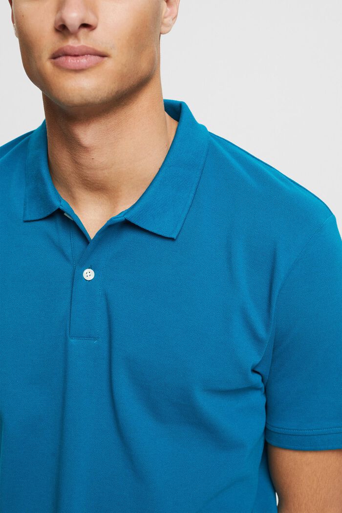 Poloshirt af bomuld, TEAL BLUE, detail image number 1