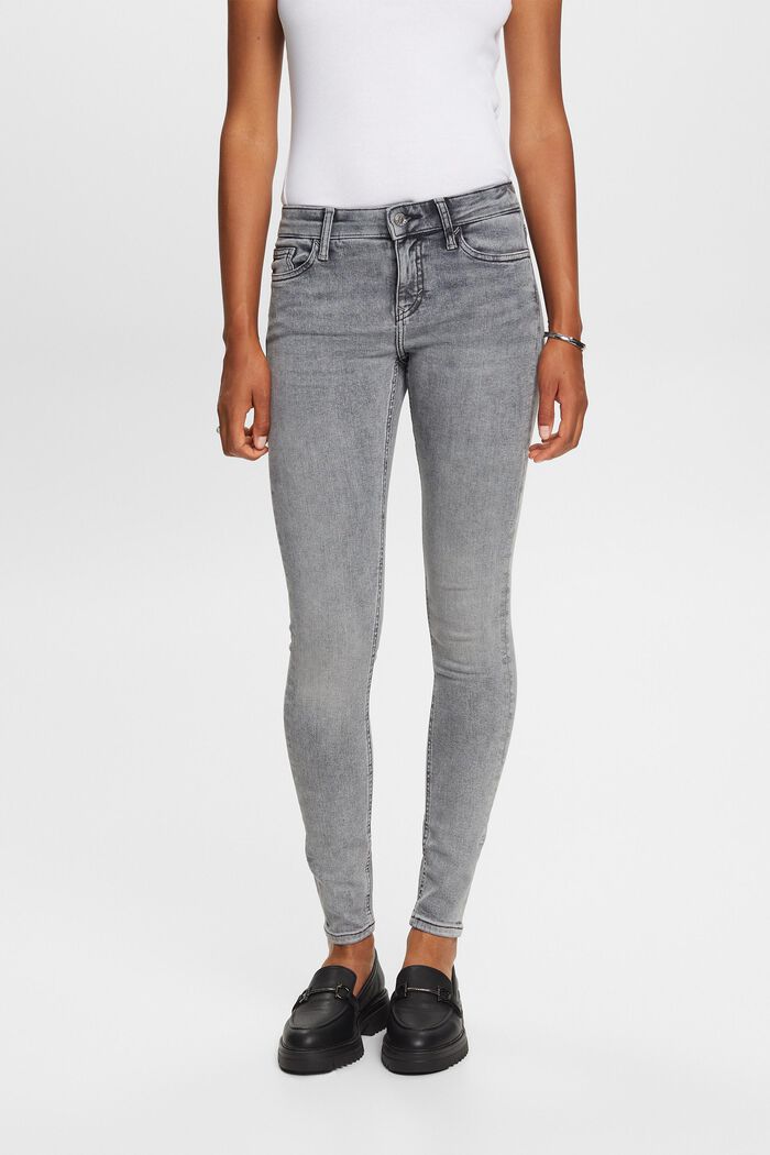 Skinny jeans med mellemhøj talje, GREY MEDIUM WASHED, detail image number 0