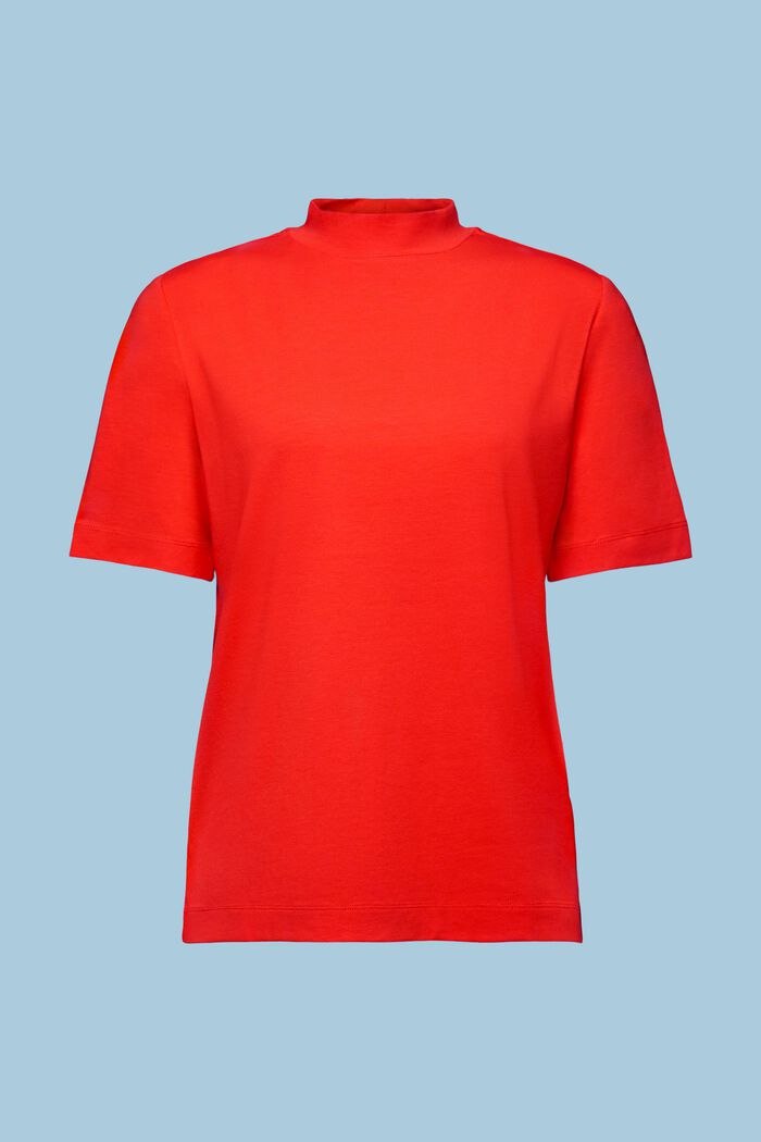 Jersey-T-shirt med høj hals, RED, detail image number 6