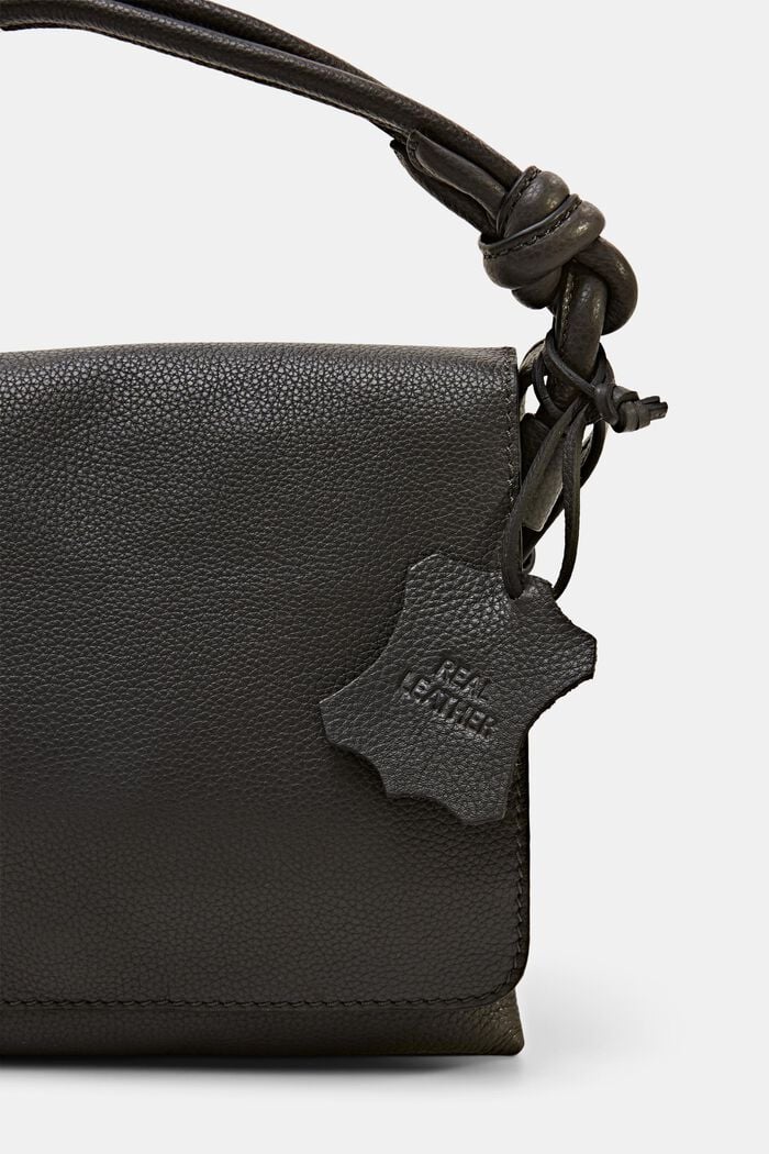 Lille lædertaske med klap, DARK GREY, detail image number 1