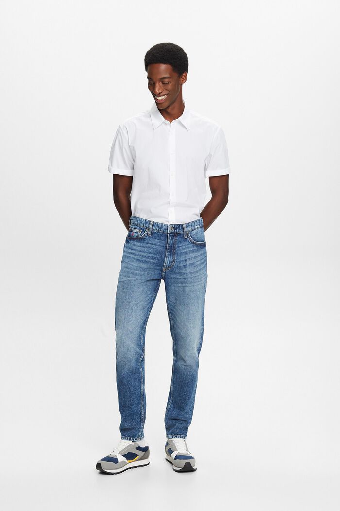 Regular tapered jeans med mellemhøj talje, BLUE MEDIUM WASHED, detail image number 5