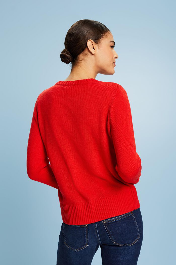Striksweater med rund hals, RED, detail image number 3