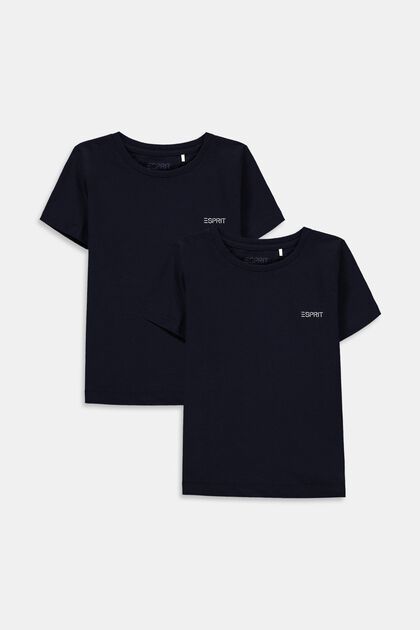 Pakke med 2 T-shirts i 100% bomuld, NAVY, overview