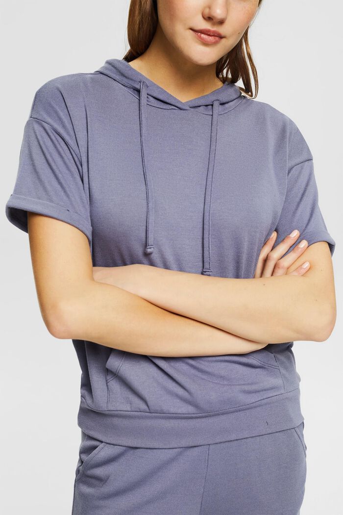 Genanvendte materialer: hoodie med korte ærmer, GREY BLUE, detail image number 2