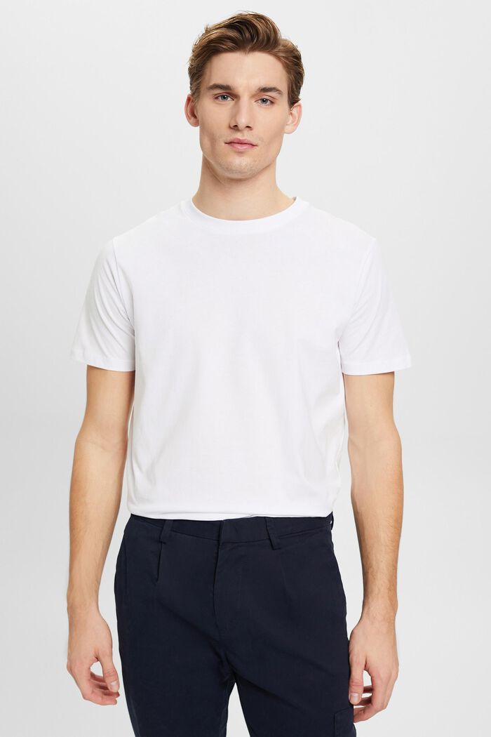 Jersey-T-shirt med rund hals, WHITE, detail image number 0