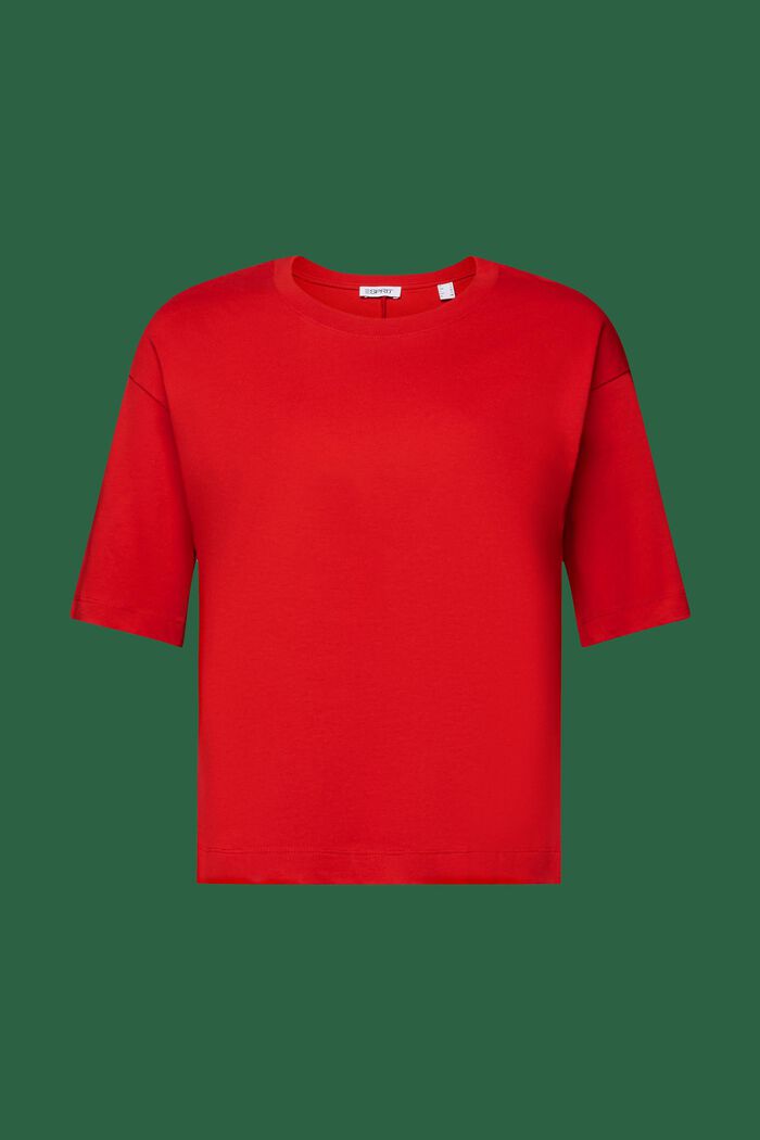 Taljeret T-shirt med rund hals, DARK RED, detail image number 6