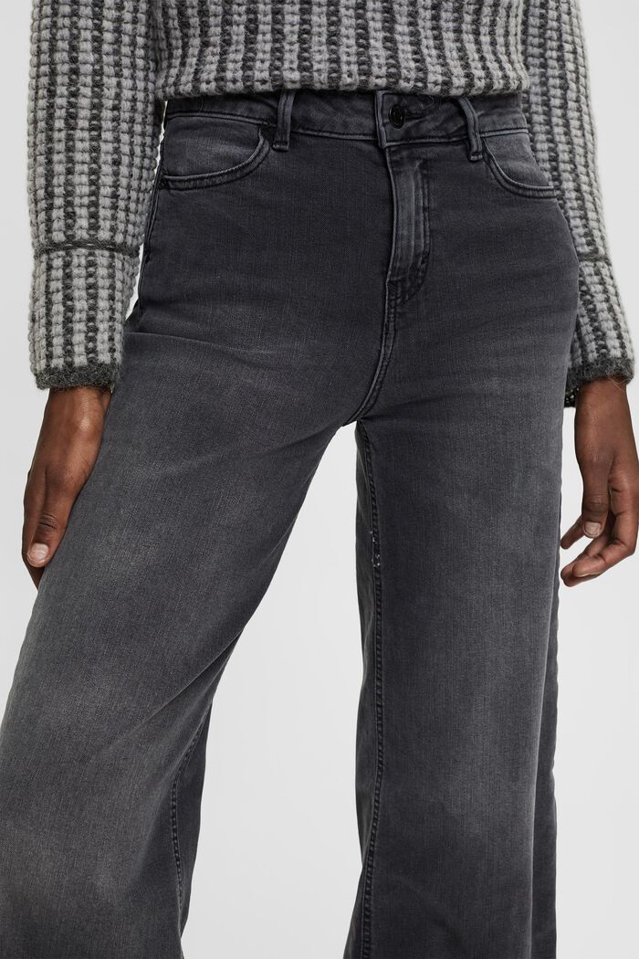 Jeans med høj talje og vide ben, BLACK MEDIUM WASHED, detail image number 4