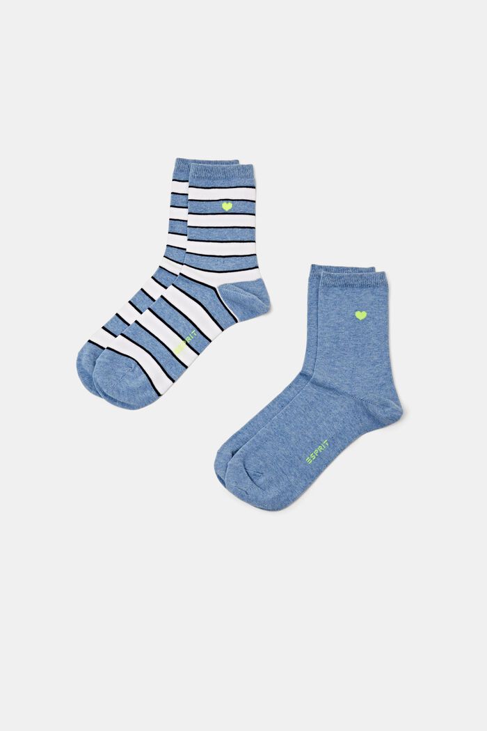 Pakke med 2 par stribede sokker, JEANS, detail image number 0