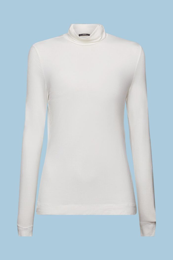 Langærmet skjorte med rullekrave, TENCEL™, OFF WHITE, detail image number 6
