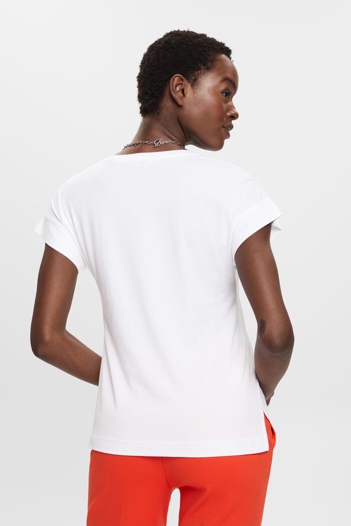 Jersey-T-shirt med applikation, WHITE, detail image number 3