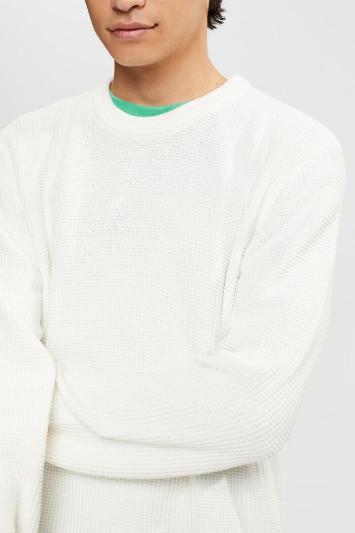 Sweater af 100 % bomuld, OFF WHITE, detail image number 2