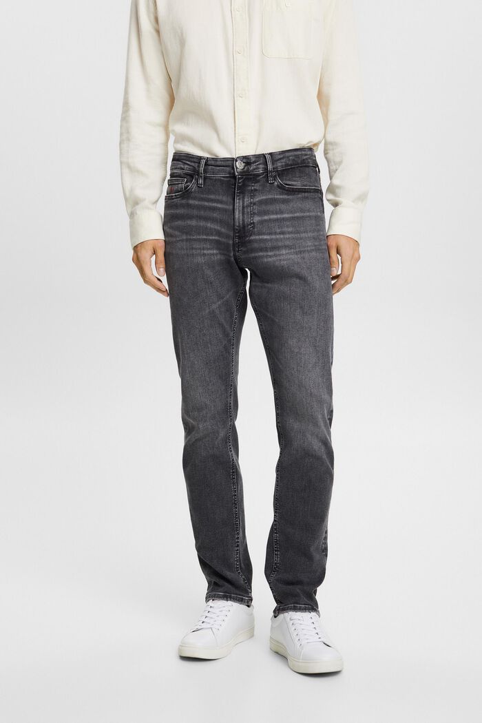 Slim jeans med mellemhøj talje, BLACK DARK WASHED, detail image number 1