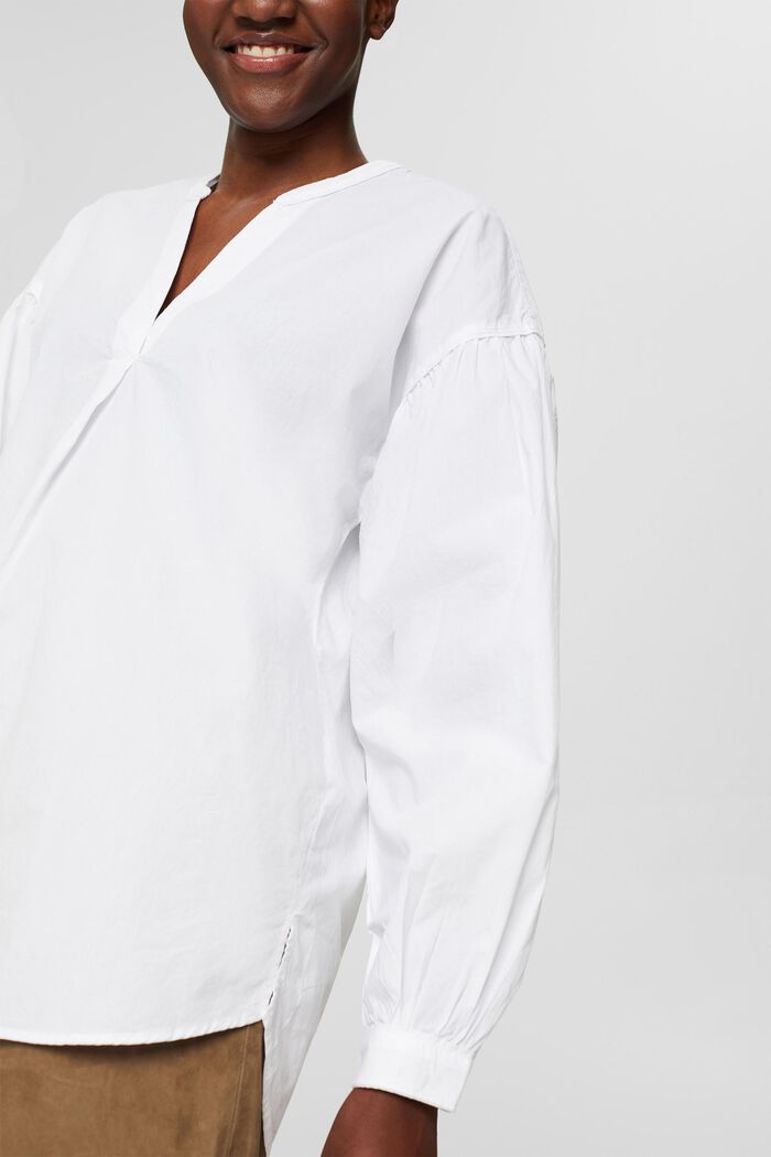 Skjortebluse af 100% bomuld, WHITE, detail image number 0