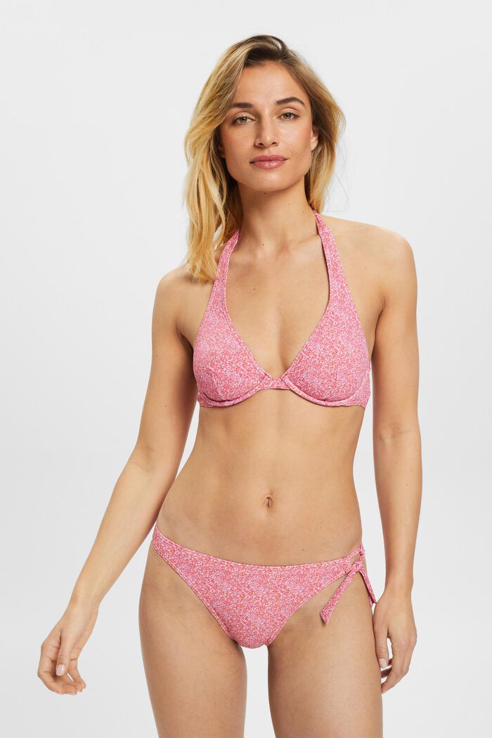 Halterneck apex-bikinitop med bøjle og print, PINK, detail image number 0