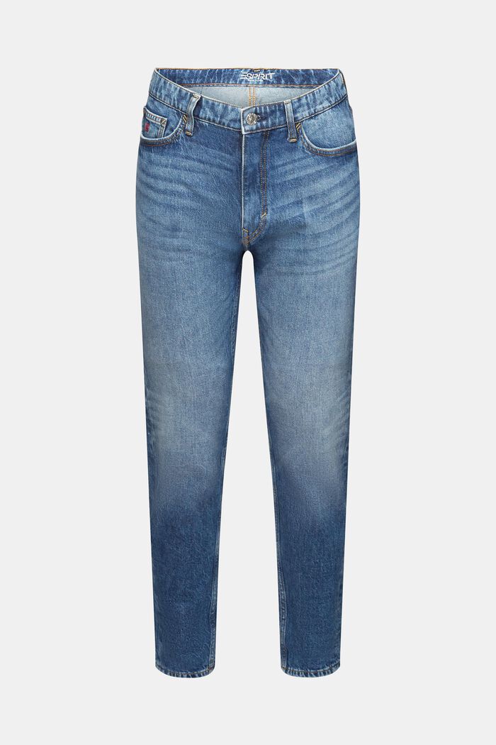 Regular tapered jeans med mellemhøj talje, BLUE MEDIUM WASHED, detail image number 7