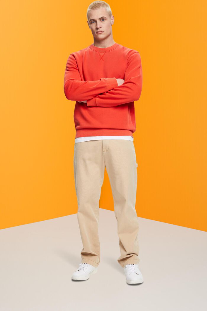 Ensfarvet sweatshirt i regular fit, RED, detail image number 5
