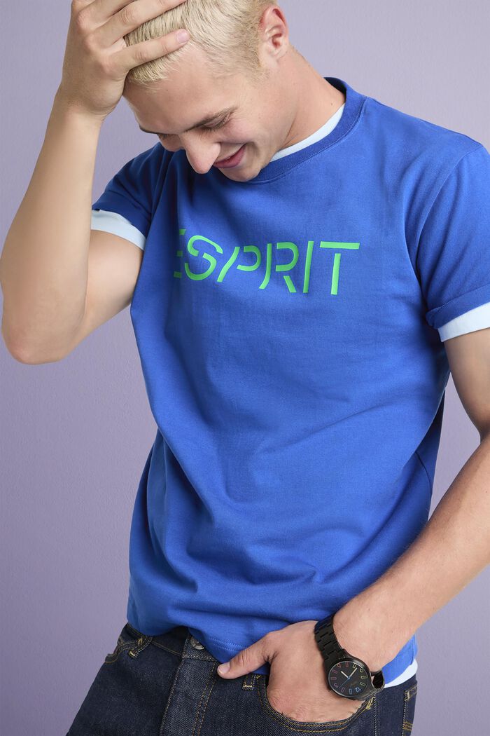 Unisex T-shirt i bomuldsjersey med logo, BRIGHT BLUE, detail image number 3