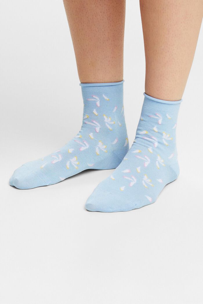 Pakke med 2 par strikkede sokker med print, CLOUD, detail image number 1
