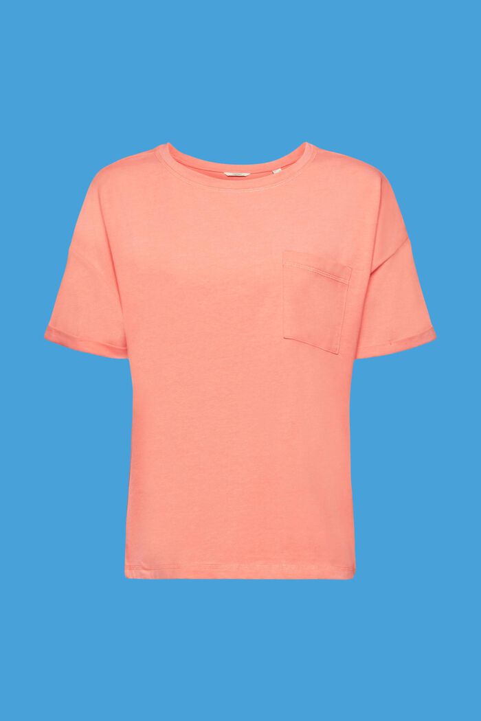 T-shirt med brystlomme, i bomuldsblanding, NEW CORAL, detail image number 5