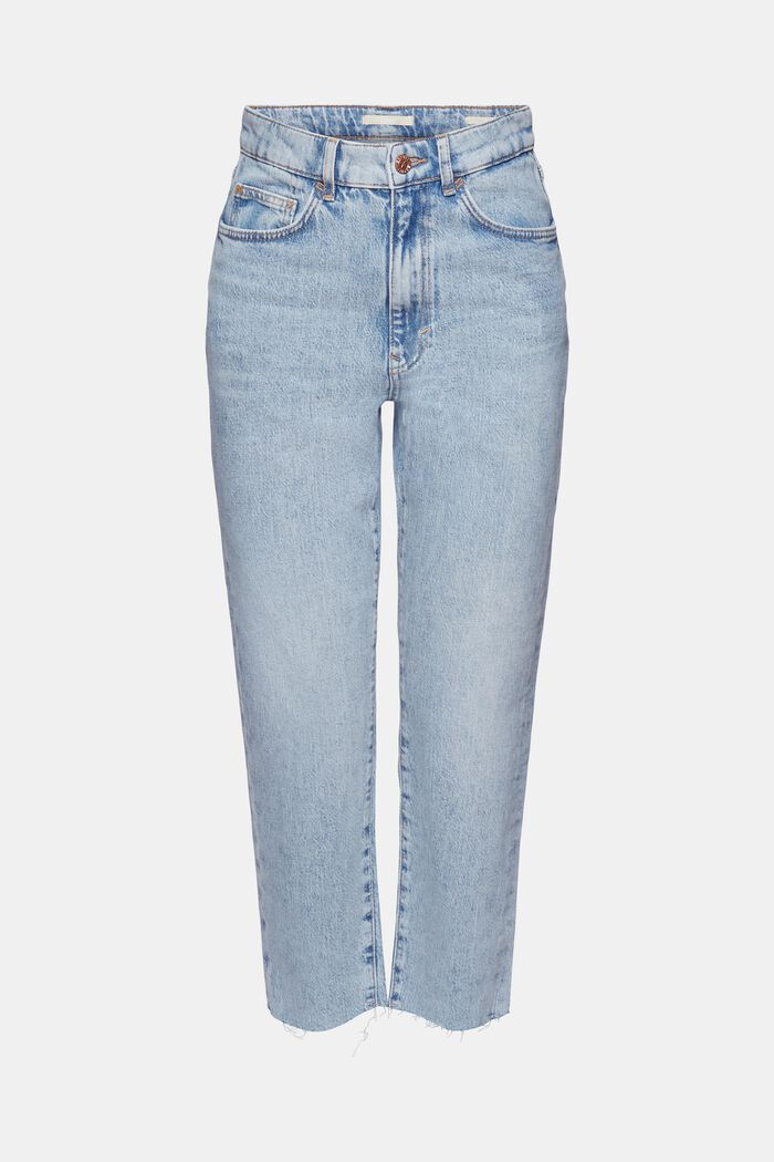 Jeans med ekstra høj talje og flosset kant, BLUE LIGHT WASHED, detail image number 7