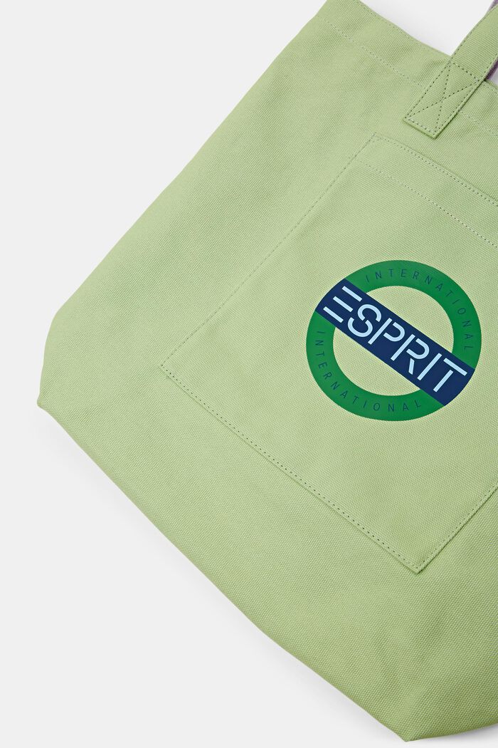 Shoppingtaske i canvas med logo, LIGHT GREEN, detail image number 1
