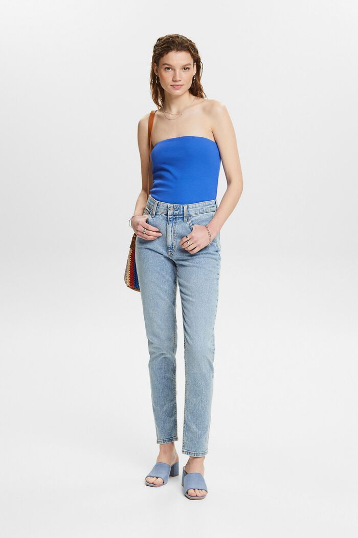 Klassiske retro-jeans med høj talje, BLUE LIGHT WASHED, detail image number 5
