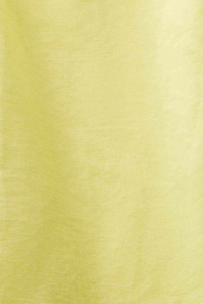 Ærmeløs bluse med smock i hør/bomuld, PASTEL YELLOW, detail image number 5