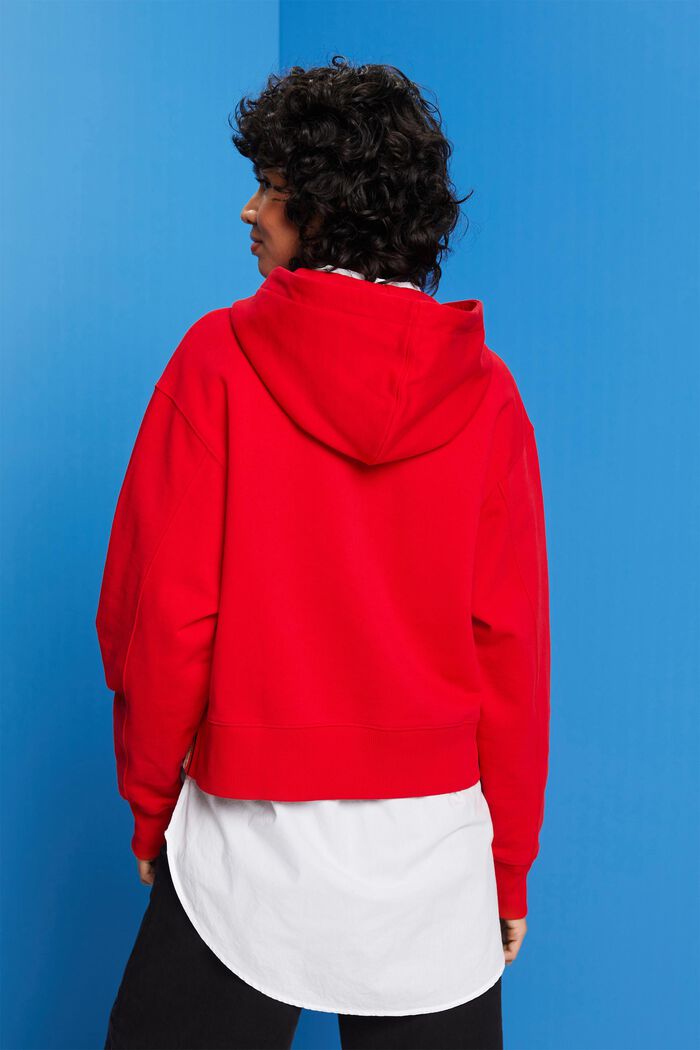 Cropped hættetrøje, 100 % bomuld, RED, detail image number 3