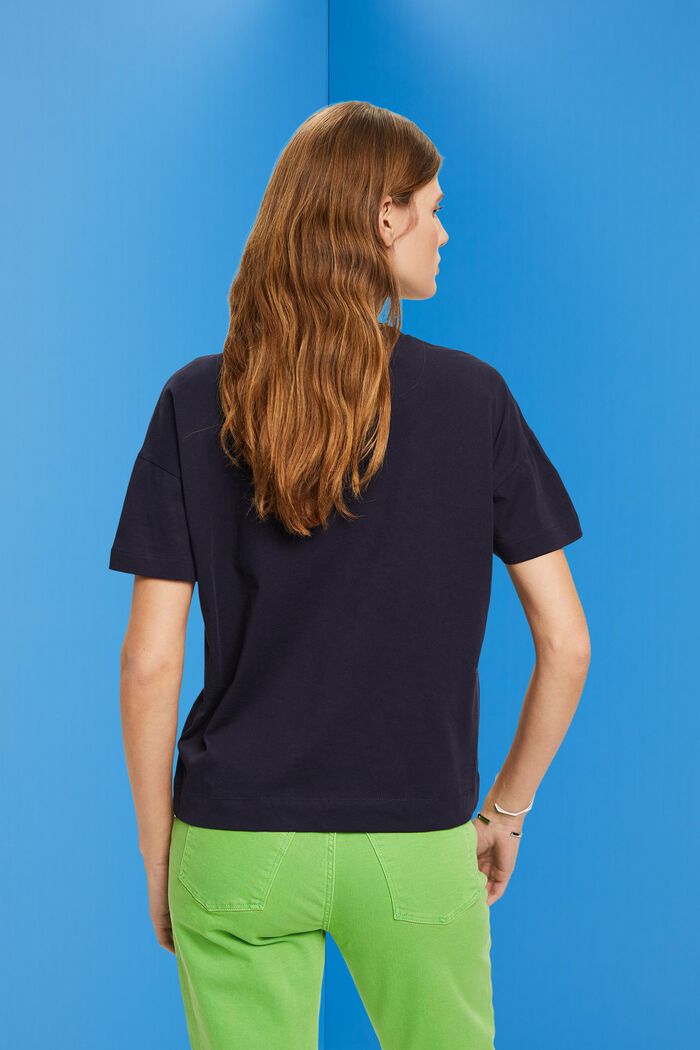 Bomulds-T-shirt med print, NAVY, detail image number 3