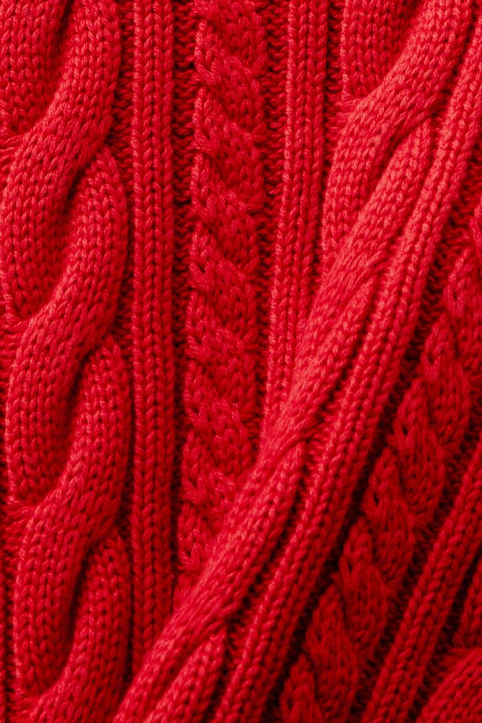 Pullover i kabelstrik af bomuld, DARK RED, detail image number 5