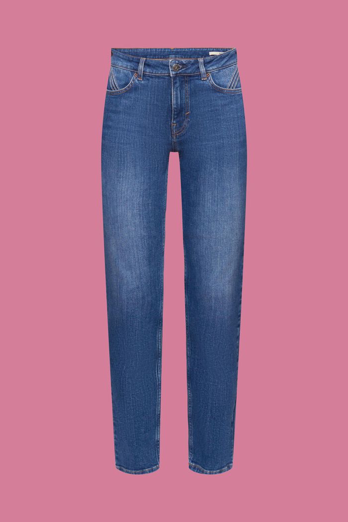 Slim fit-jeans med mellemhøj talje, BLUE MEDIUM WASHED, detail image number 6