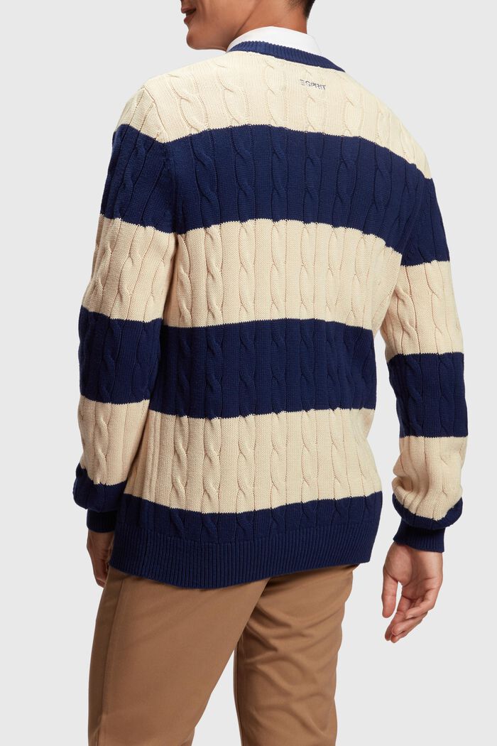 Stribet sweater i kabelstrik, SAND, detail image number 1