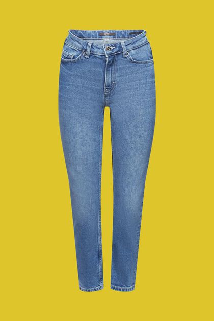 Jeans med høj talje og kick flare, BLUE MEDIUM WASHED, overview