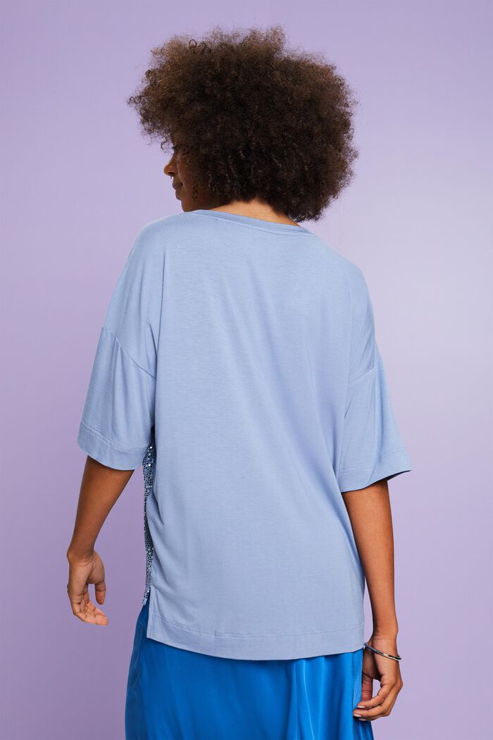 Oversized T-shirt med applikerede pailletter, BLUE LAVENDER, detail image number 2