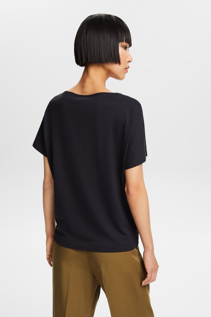 Jersey-T-shirt med print foran, BLACK, detail image number 2
