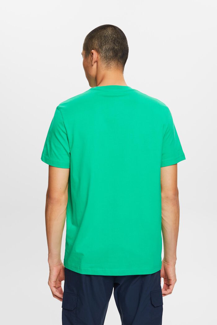 T-shirt i pima-bomuldsjersey med rund hals, GREEN, detail image number 3