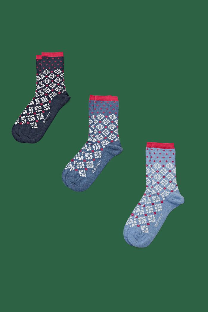 3-pak chunky sokker i norsk strik, NAVY/LIGHT BLUE, detail image number 0
