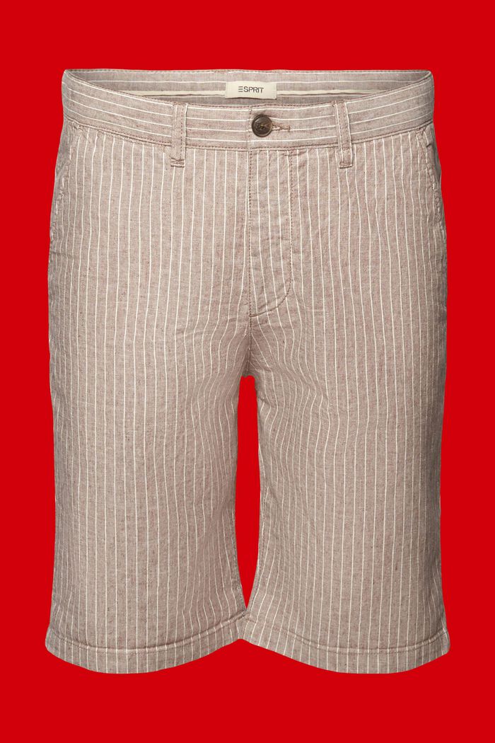Stribede chino-shorts, hør-/bomuldsmiks, BEIGE, detail image number 9