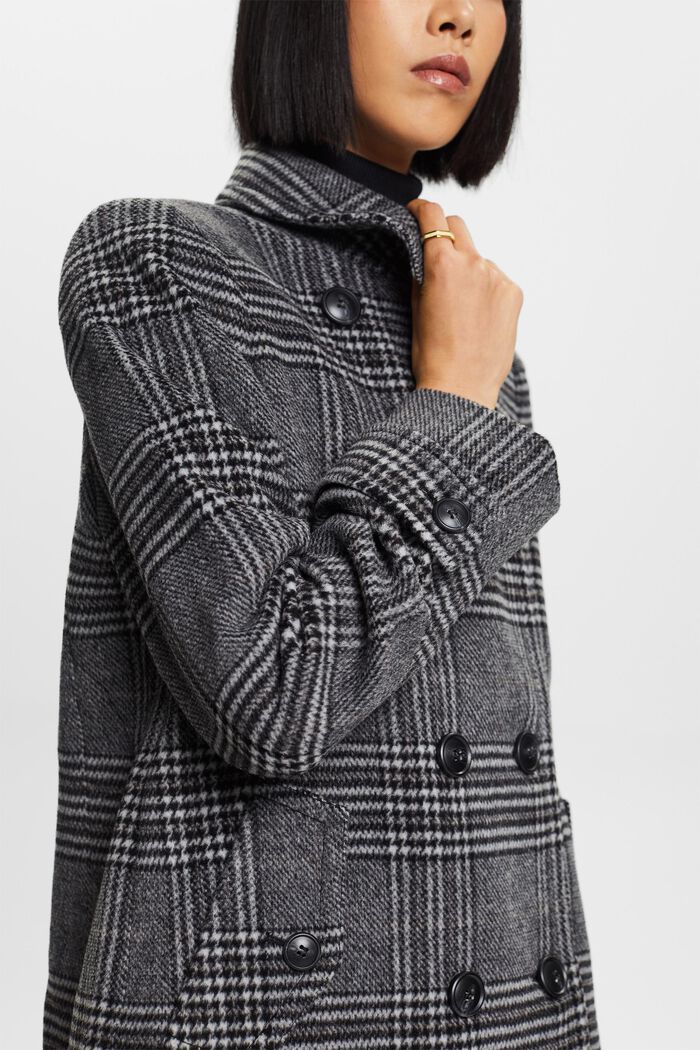 Genanvendt: Ternet frakke i uldmiks med kashmir, BLACK, detail image number 5