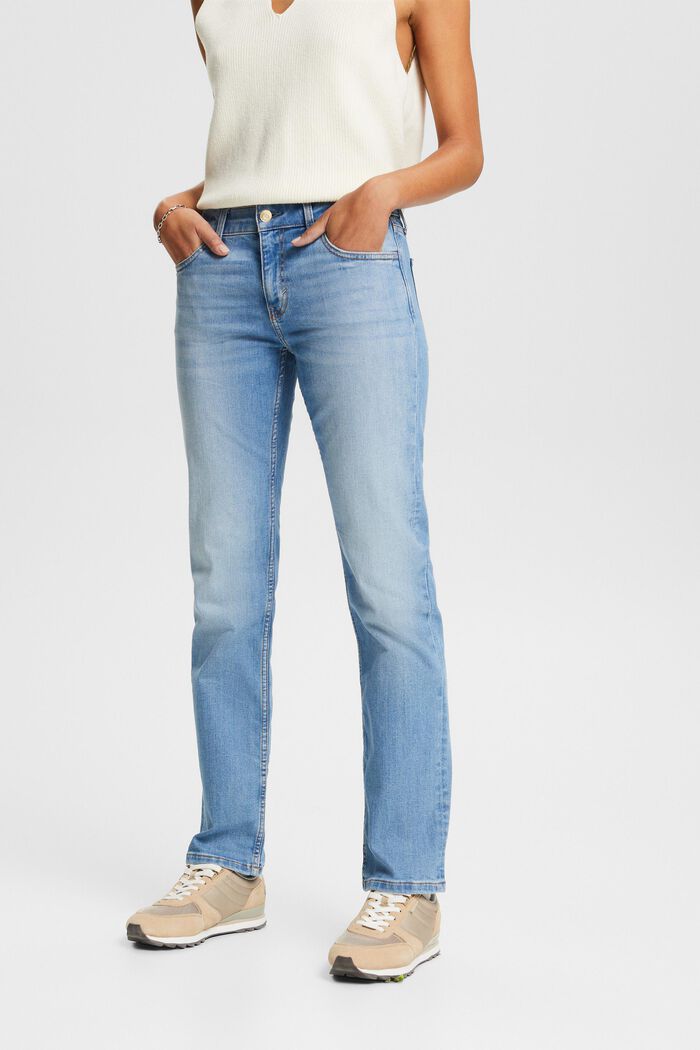 Lige jeans med mellemhøj talje, BLUE LIGHT WASHED, detail image number 0
