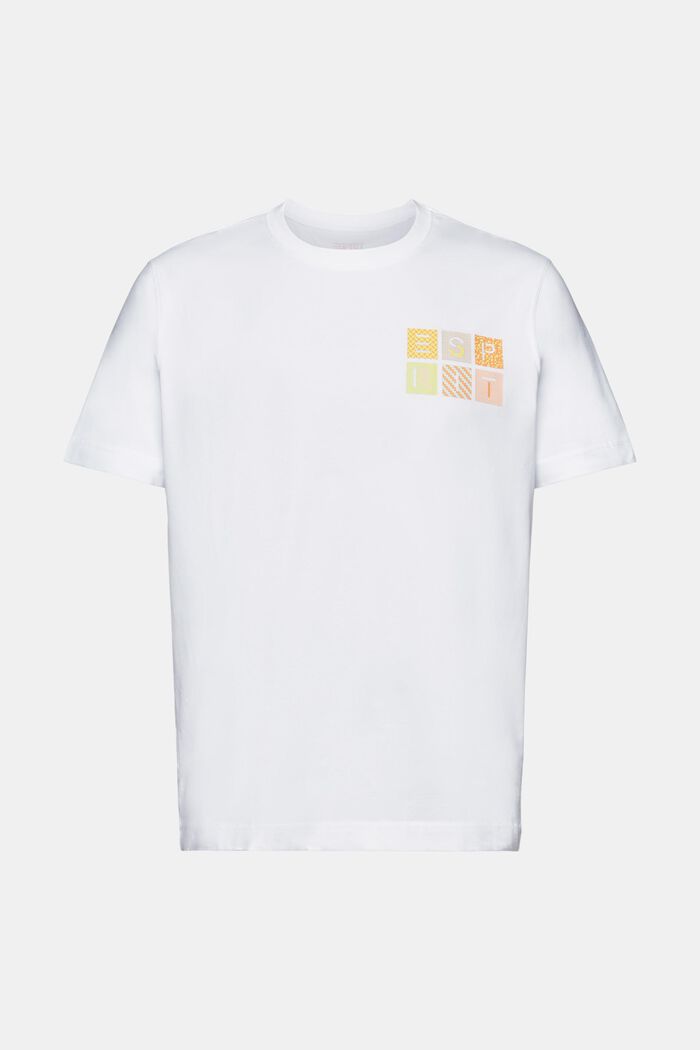 T-shirt i bomuldsjersey med logo, WHITE, detail image number 5