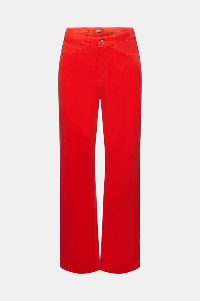 Straight fit-fløjlsbukser med høj talje, RED, detail image number 7