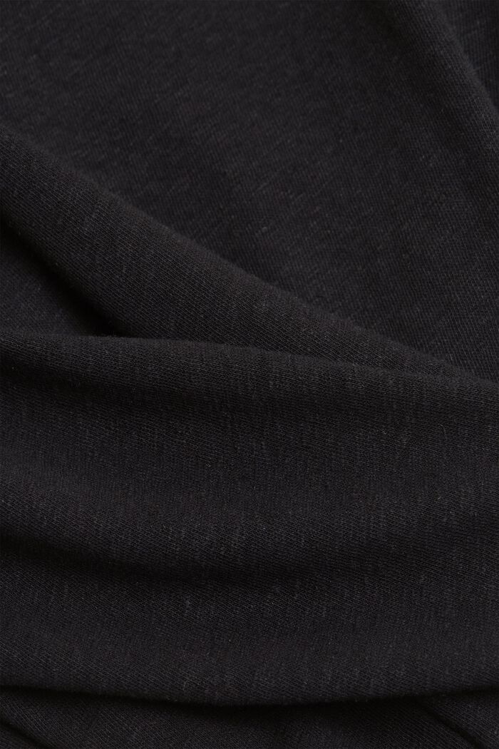T-shirt af bomulds-/hørblanding, BLACK, detail image number 4