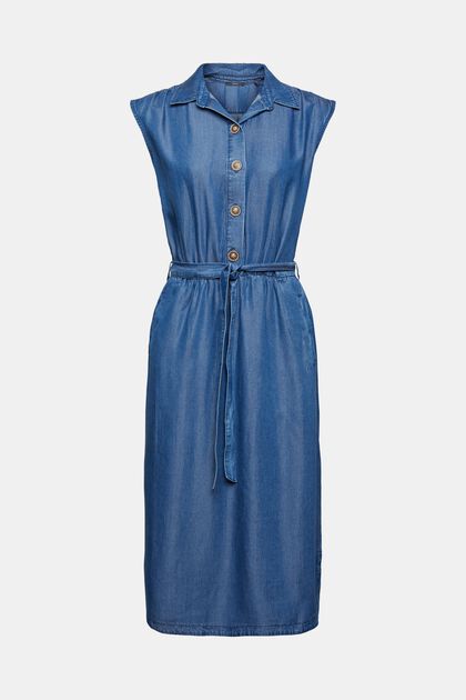 I TENCEL™: kjole i denimlook, BLUE MEDIUM WASHED, overview