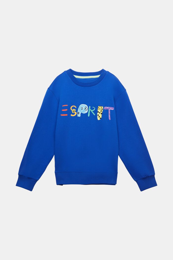 Sweatshirt i bomuld med logo, BRIGHT BLUE, detail image number 1