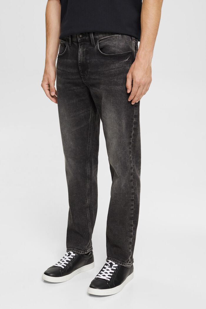 Washed out-jeans med stretch, BLACK MEDIUM WASHED, detail image number 0