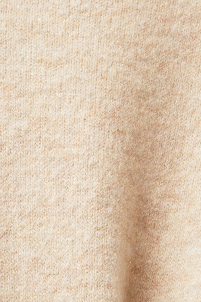 Lang cardigan i uldmiks med åben front, SAND, detail image number 5