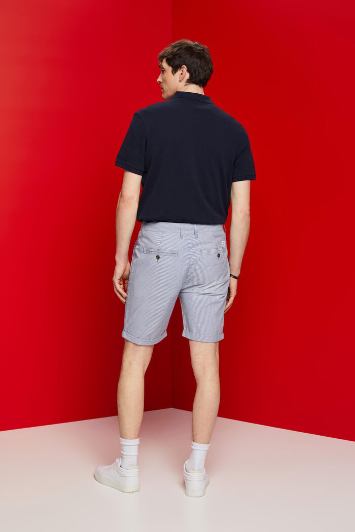 Stribede chino-shorts, 100 % bomuld, BLUE, detail image number 3