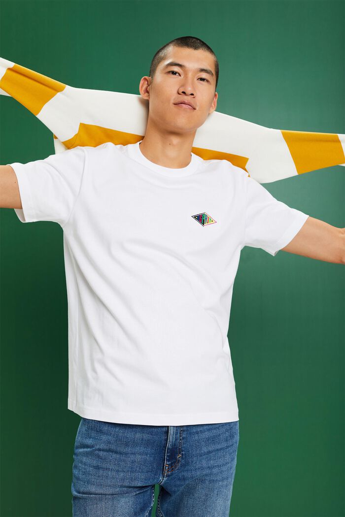 T-shirt i bomuldsjersey med logo, WHITE, detail image number 5