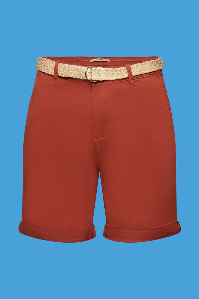 Shorts med fletbælte i raffia, TERRACOTTA, detail image number 6